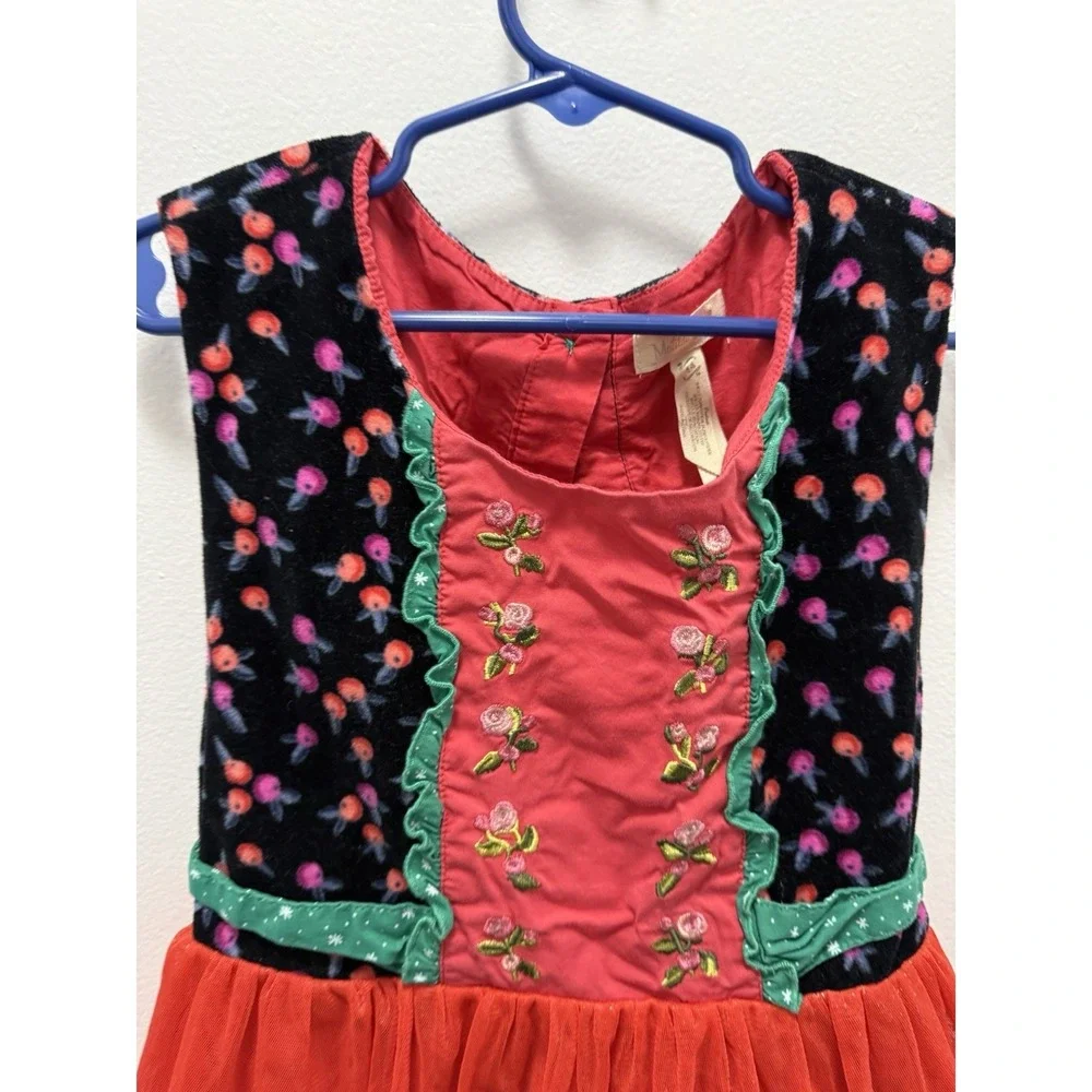 Matilda Jane Girls Caroling Away Top Red Tulle Holiday Christmas Size 4‎